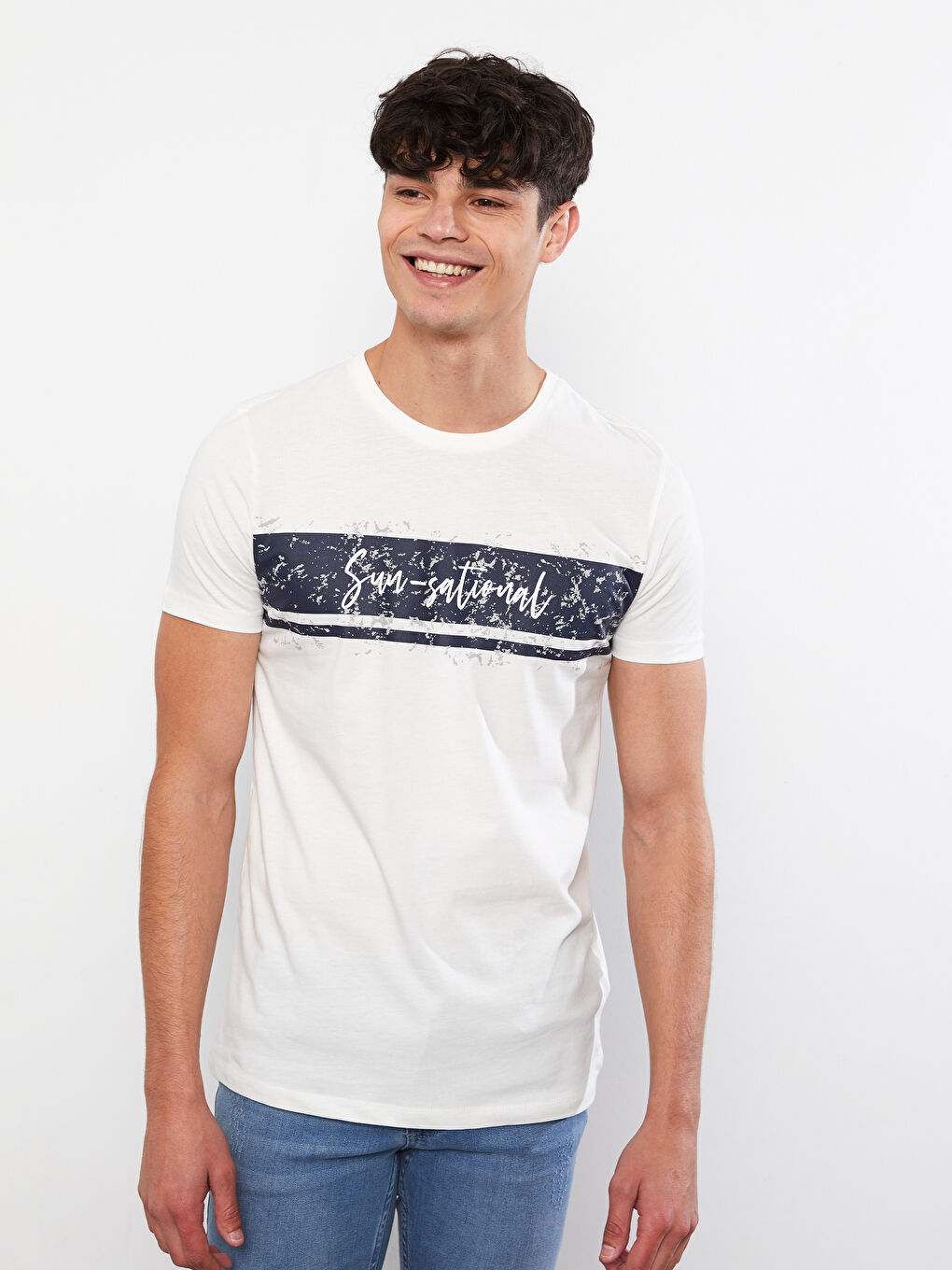 XSIDE Crew Neck Short Sleeve Printed Combed Cotton Men's T-shirt -S2GM99Z8-R5B