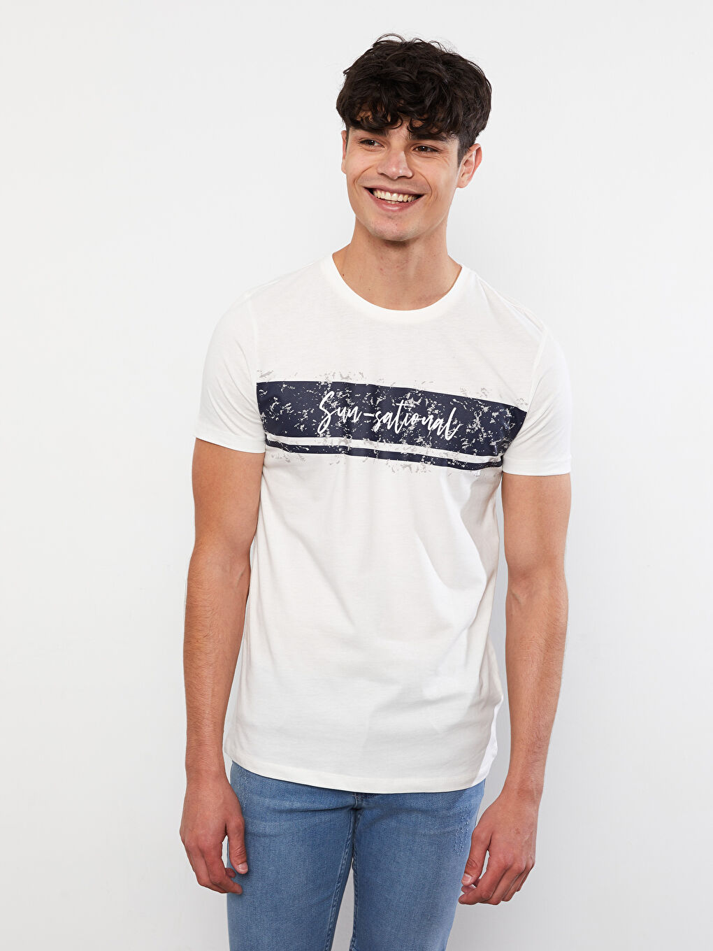 XSIDE Crew Neck Short Sleeve Printed Combed Cotton Men's T-shirt -S2GM99Z8-R5B