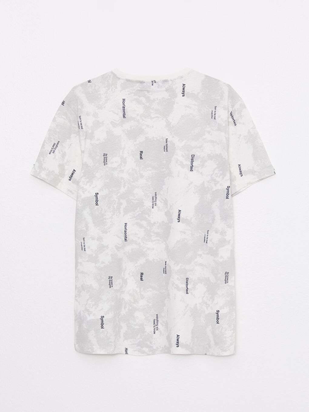 Beyaz Bisiklet Yaka Kısa Kollu Baskılı Penye Erkek Tişört-5