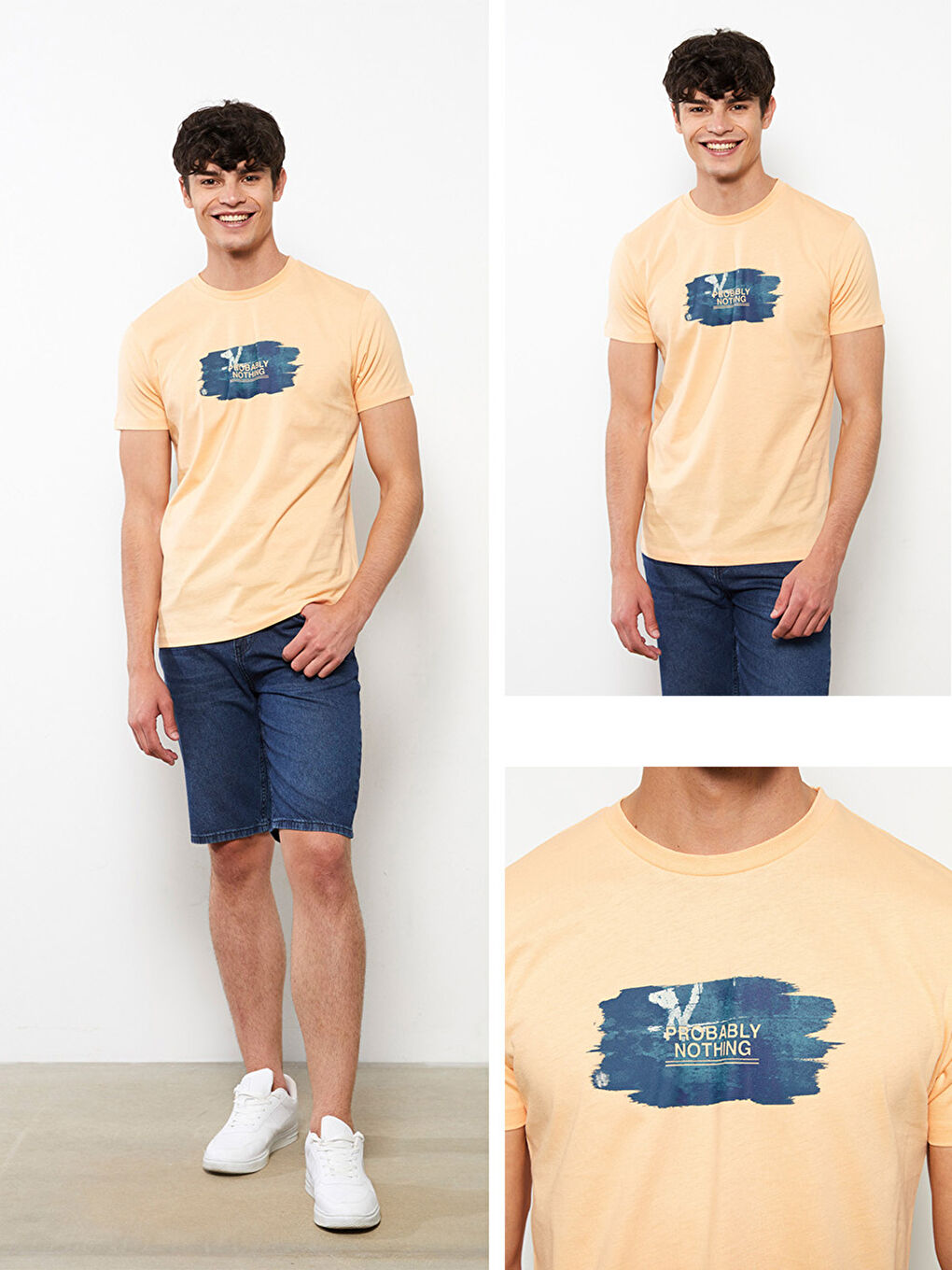 Crew Neck Short Sleeve Printed Combed Cotton Men's T-shirt