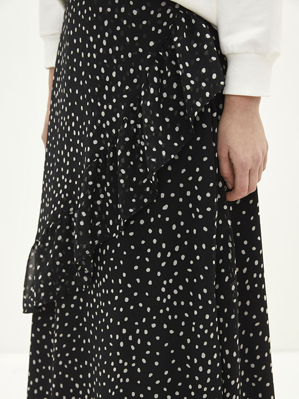 Fustă din Șifon cu Model pentru Femei cu Talie Elastică-4