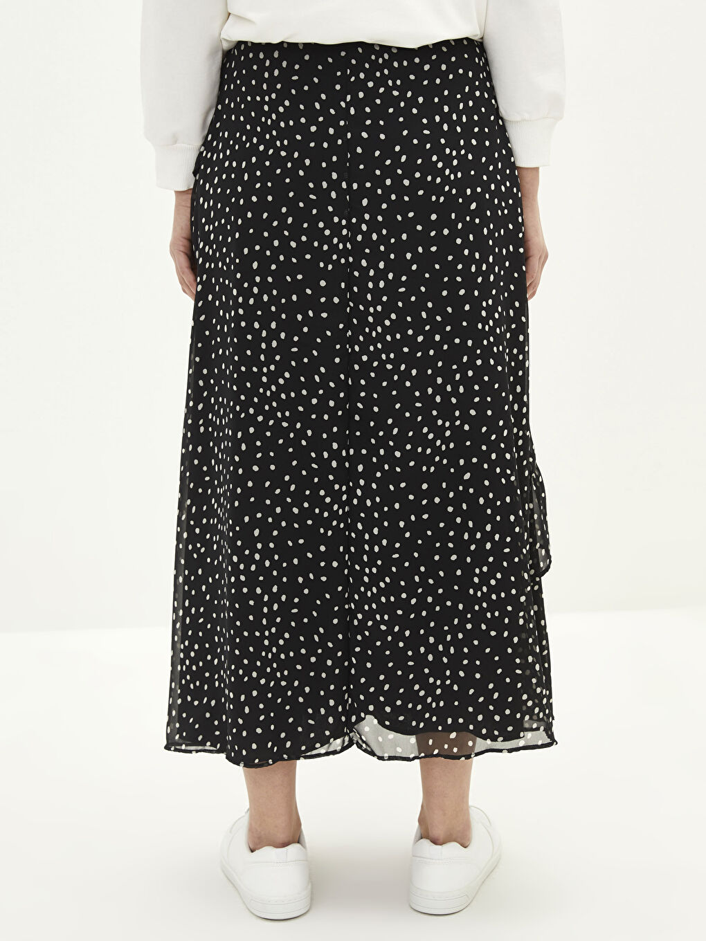 Fustă din Șifon cu Model pentru Femei cu Talie Elastică-5