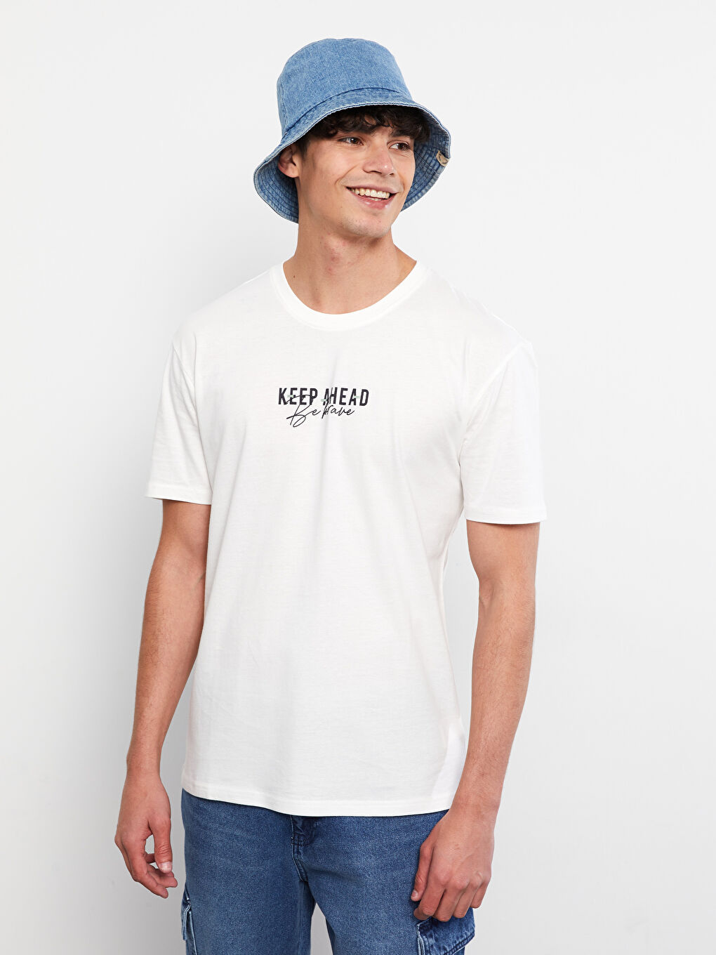 XSIDE Crew Neck Short Sleeve Printed Combed Cotton Men's T-shirt -S2GN17Z8-EEW