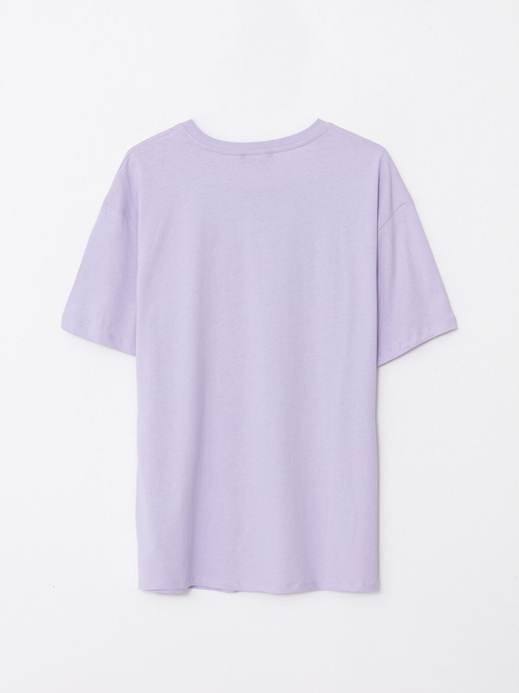 Lila Bisiklet Yaka Kısa Kollu Baskılı Penye Erkek Tişört-5