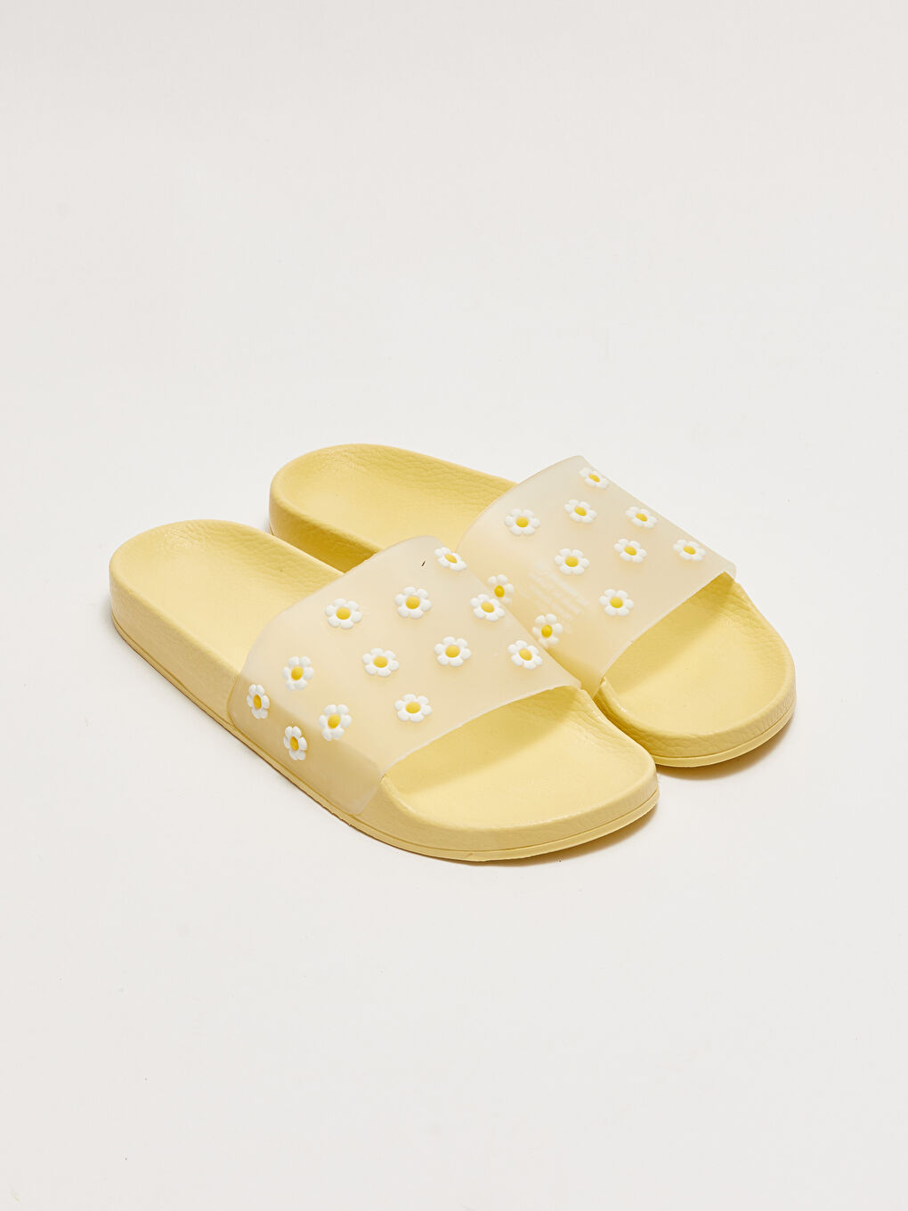 Sarı Çiçek Baskılı Kız Çocuk Terlik