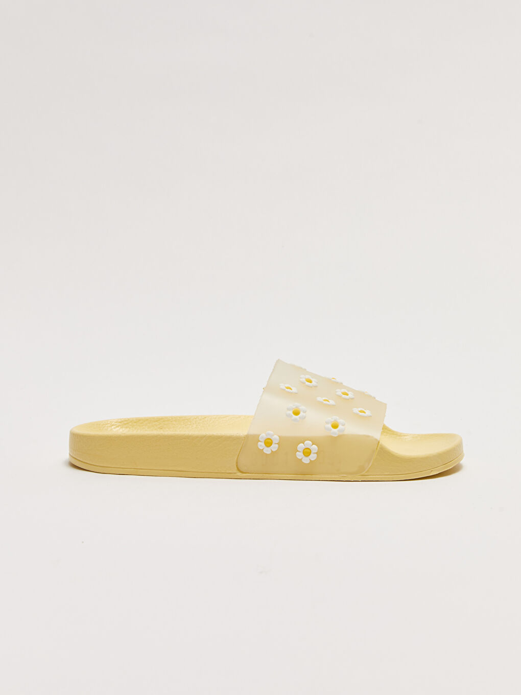 Sarı Çiçek Baskılı Kız Çocuk Terlik-1