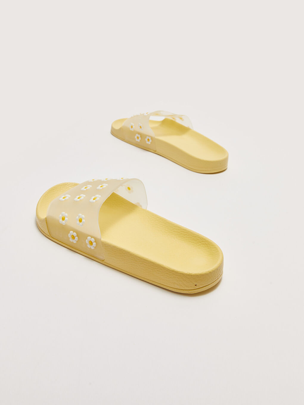 Sarı Çiçek Baskılı Kız Çocuk Terlik-4