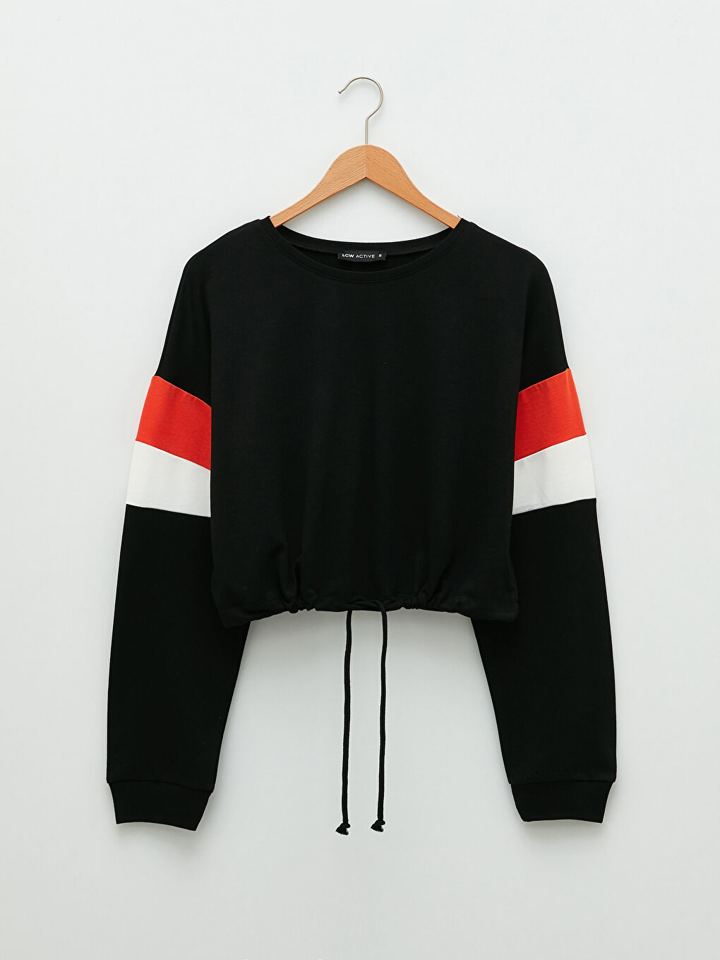 Siyah Bisiklet Yaka Düz Uzun Kollu Kadın Sweatshirt-7