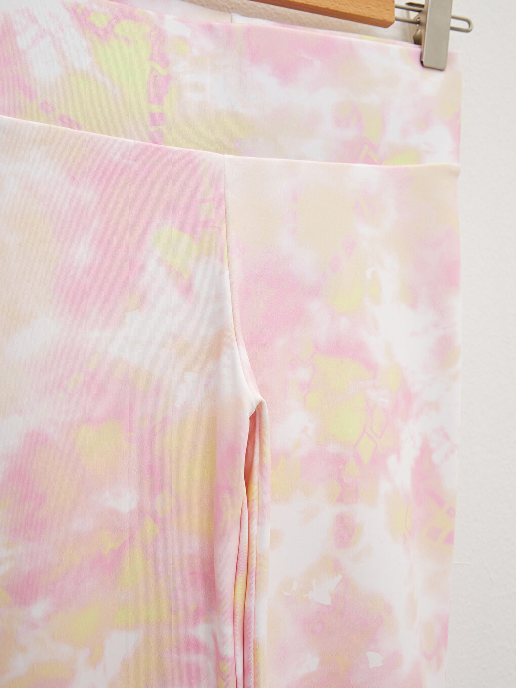 Pembe Beli Lastikli Batik Desenli Kadın Spor Tayt-6