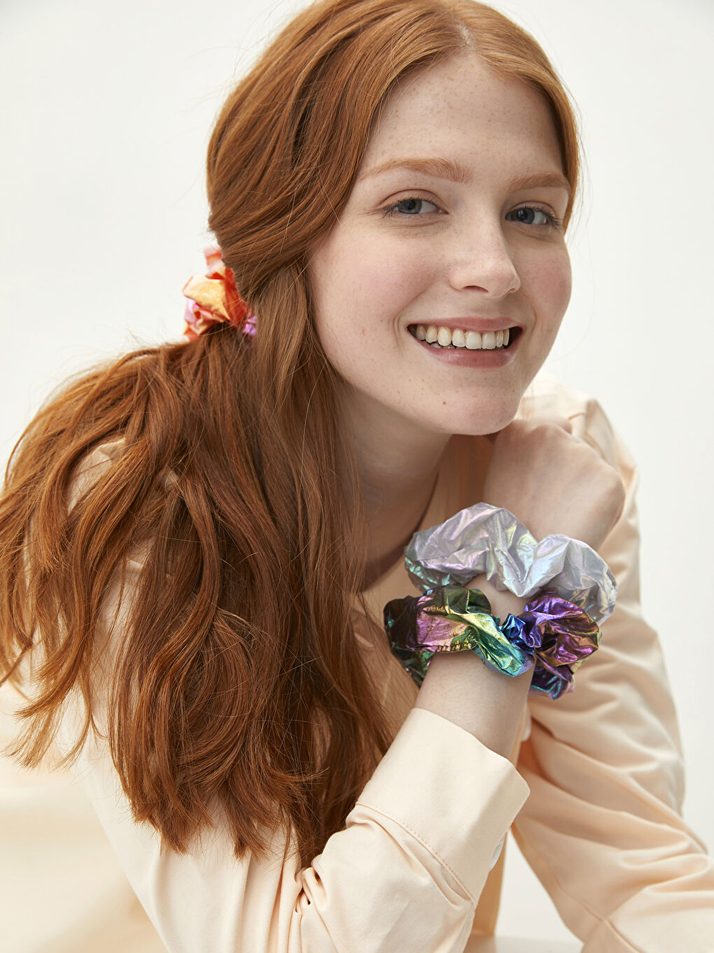 Karışık Parlak Lastikli Kadın Saç Tokası 3'lü-1