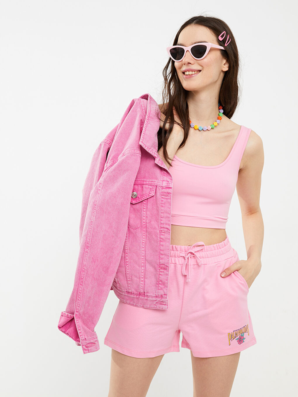 قميص قصير سادة بياقة على شكل حرف U للسيدات-2