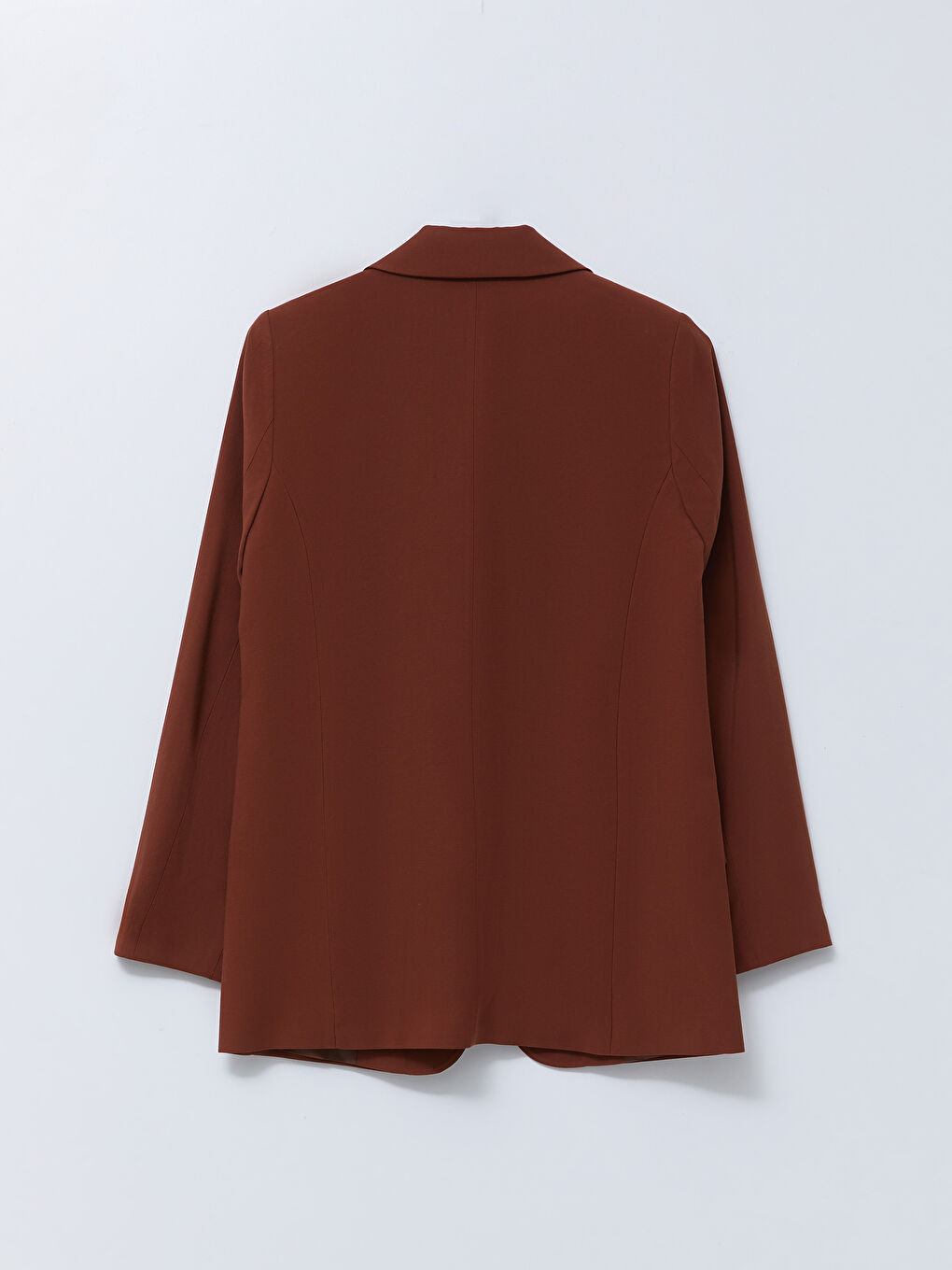Kahverengi Önden Düğme Kapamalı Düz Uzun Kollu Kadın Blazer Ceket-6