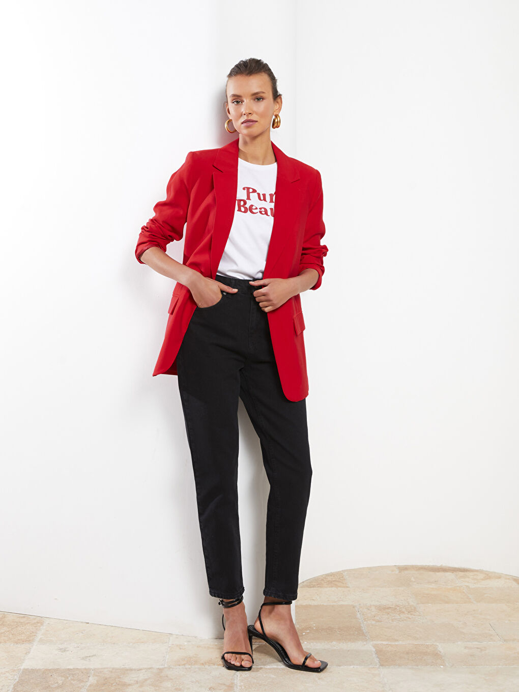 Buttoned Regular Long Sleeve Women's Blazer Jacket