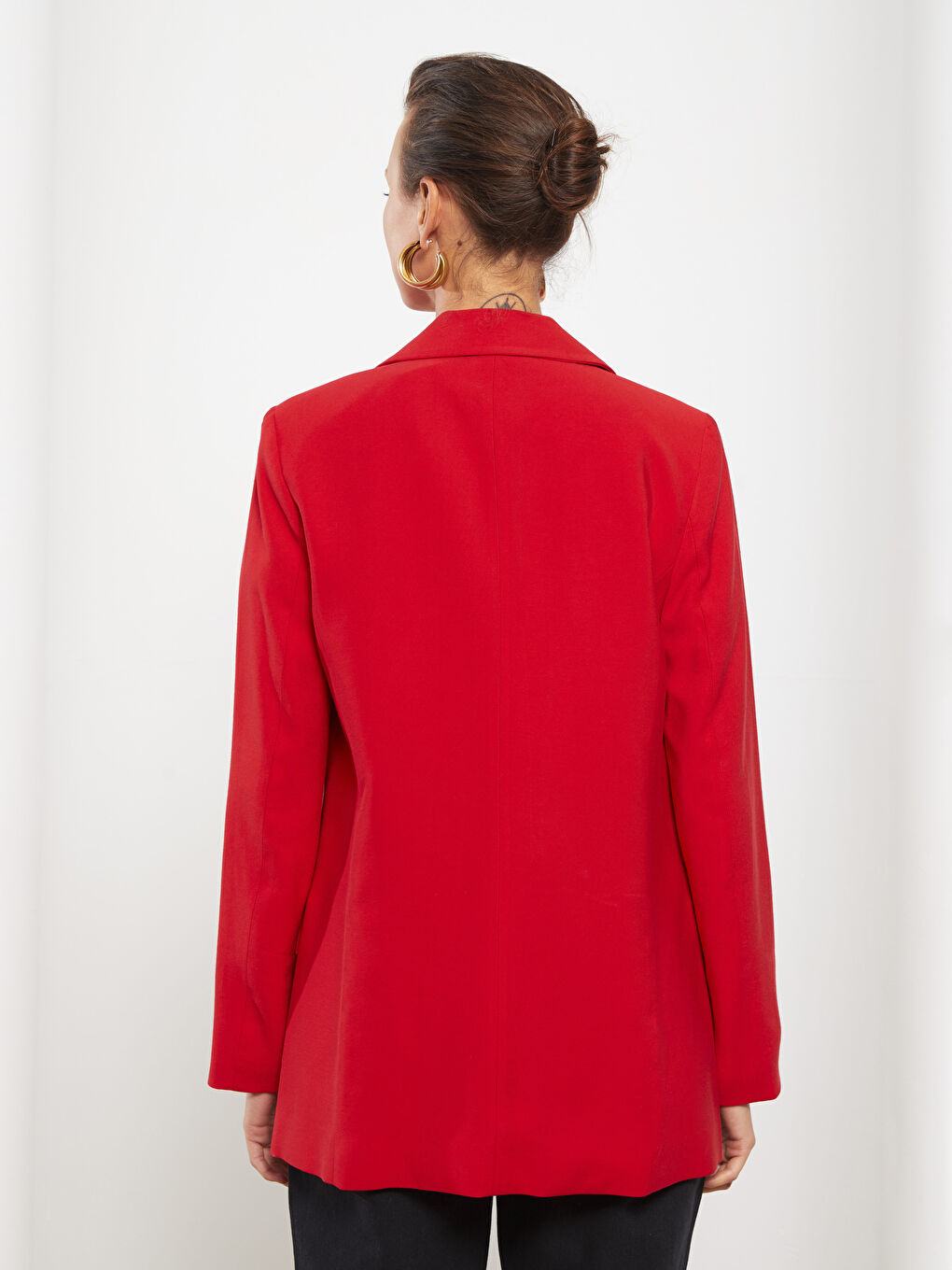 Buttoned Regular Long Sleeve Women's Blazer Jacket-5