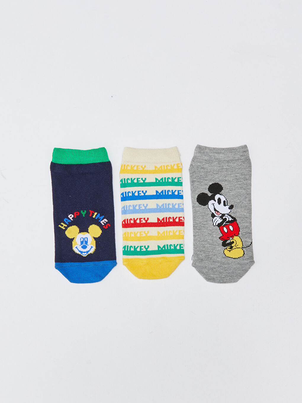 Karışık Mickey Mouse Desenli Erkek Çocuk Patik Çorap 3'lü-1