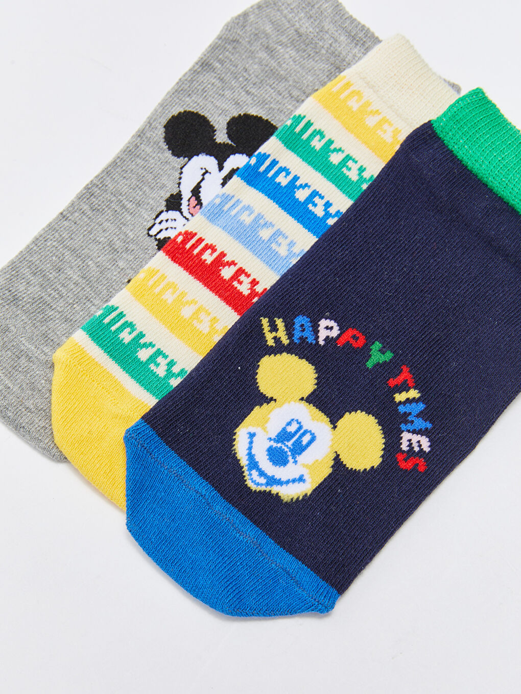 Karışık Mickey Mouse Desenli Erkek Çocuk Patik Çorap 3'lü-3