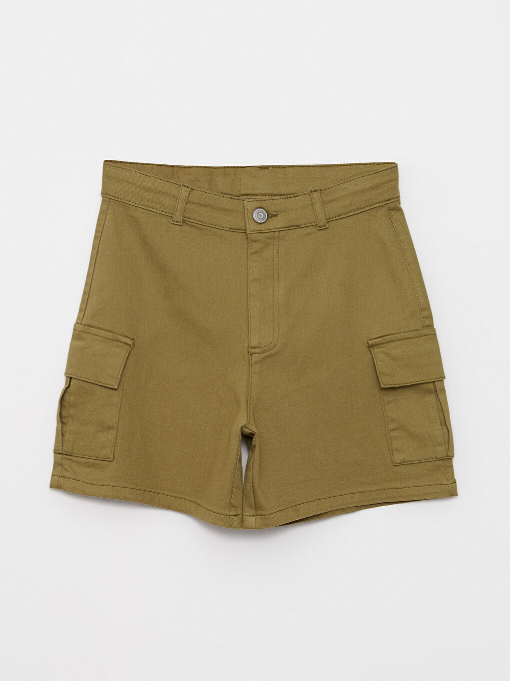 Haki Basic Gabardin Kız Çocuk Şort