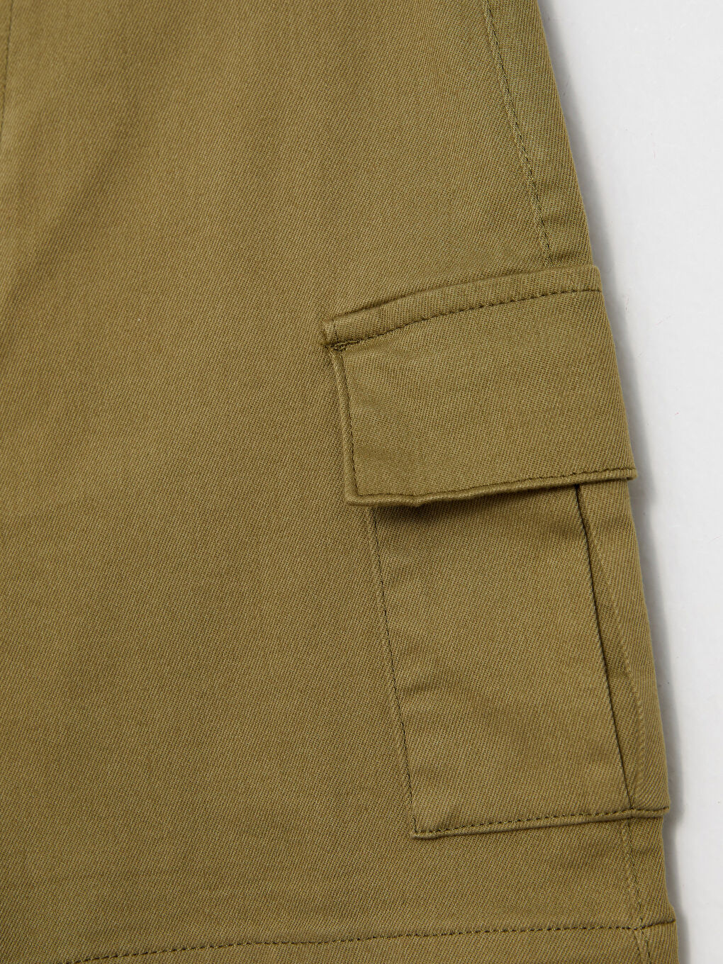 Haki Basic Gabardin Kız Çocuk Şort-1