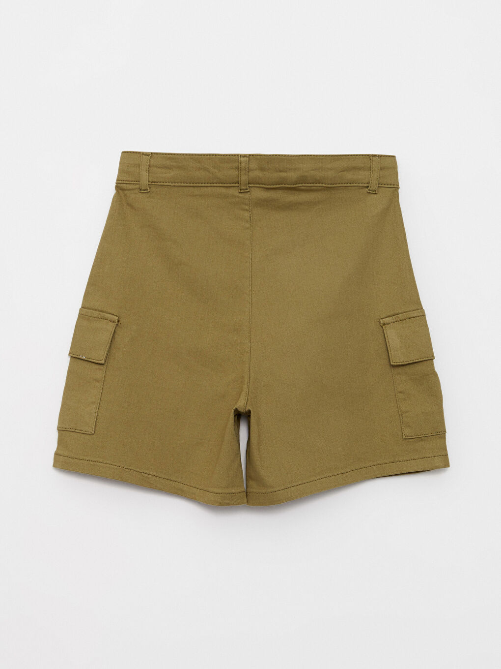 Haki Basic Gabardin Kız Çocuk Şort-2