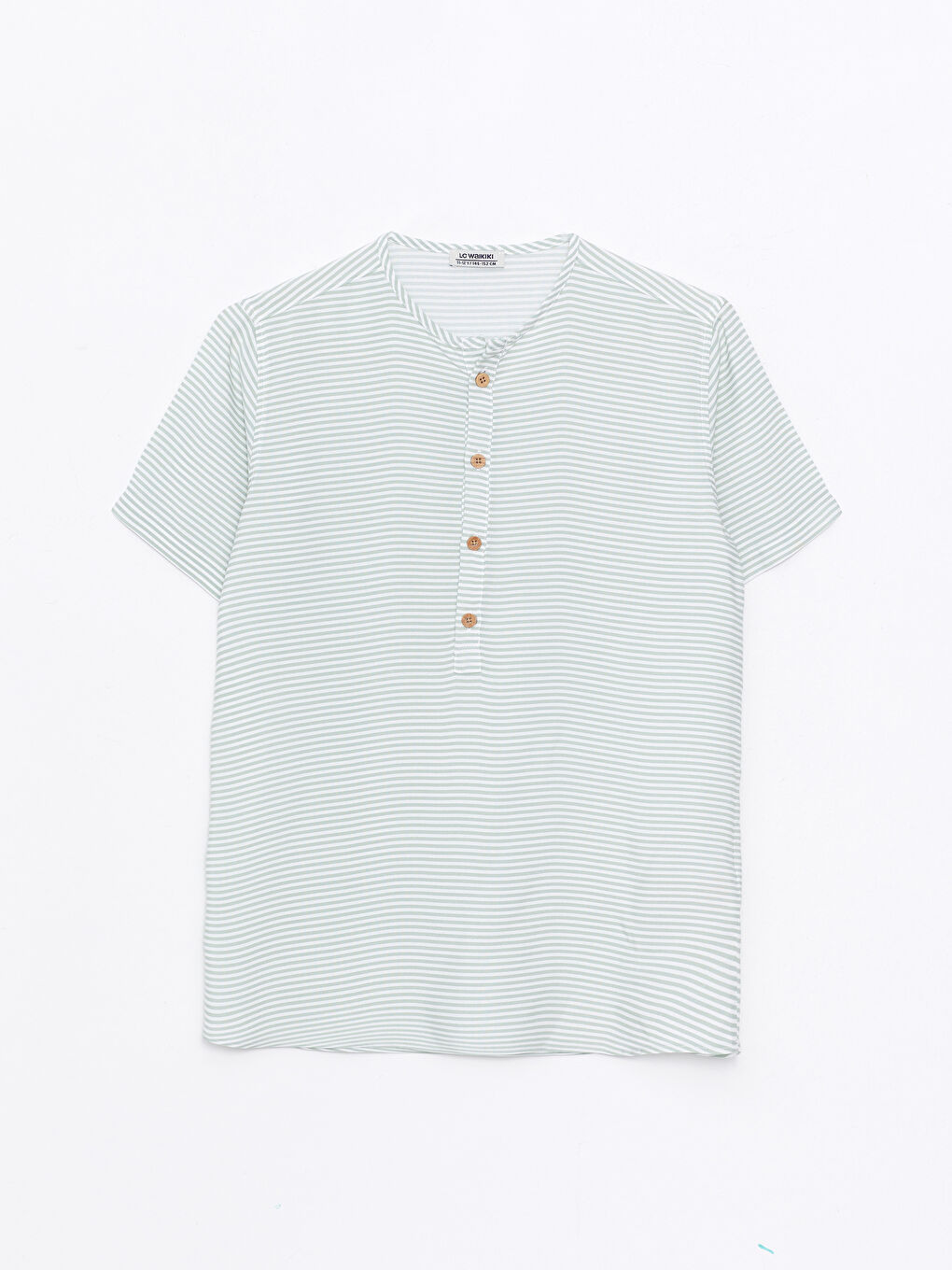 LC Waikiki Grandad Collar Striped Short Sleeve Gabardine Boy Shirt -S2GO43Z4-LFT