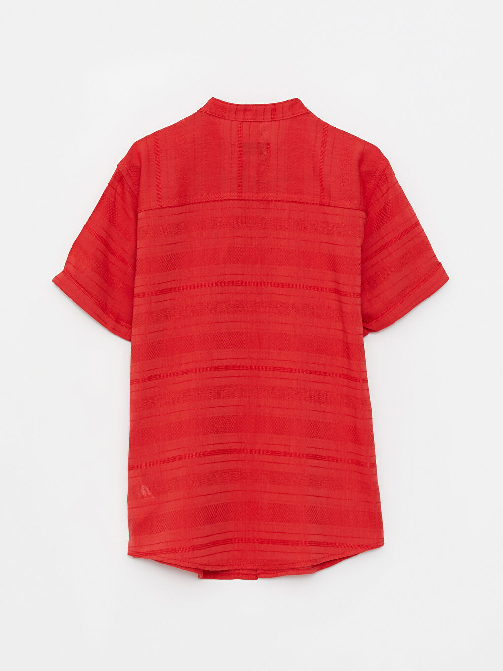 Kırmızı Hakim Yaka Kendinden Desenli Kısa Kollu Erkek Çocuk Gömlek-1