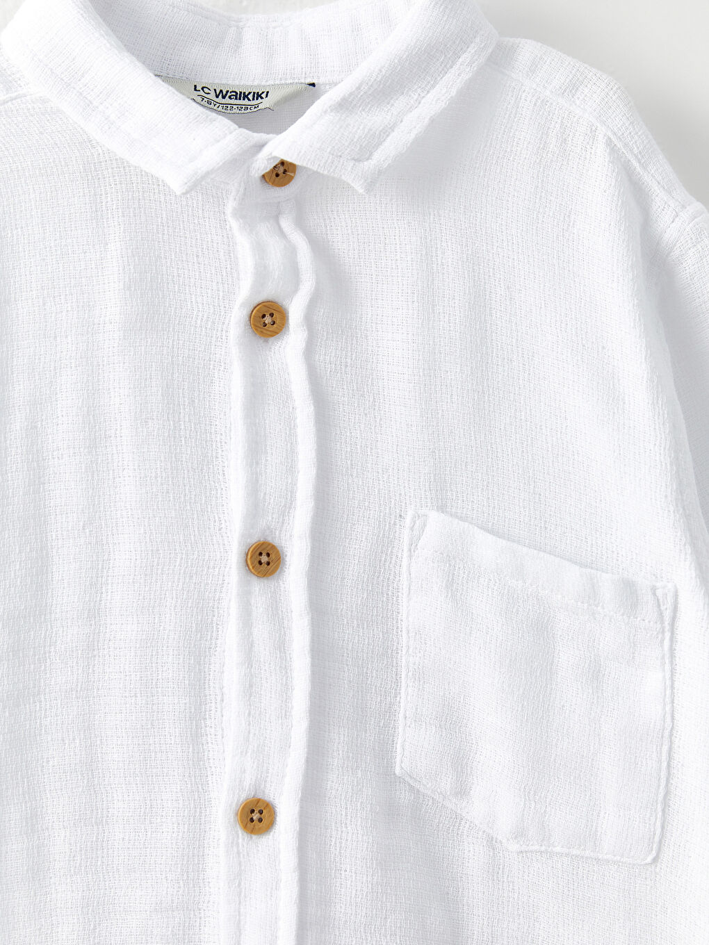 Beyaz Basic Kısa Kollu Erkek Çocuk Gömlek-1