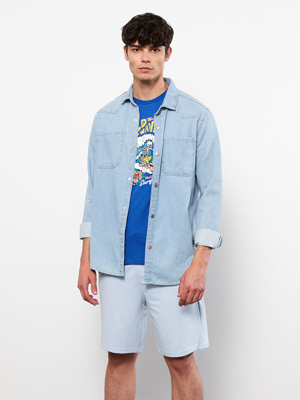 Mavi Standart Kalıp Erkek Şort-1