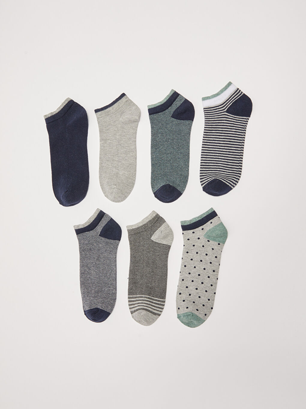 Karışık Desenli Erkek Patik Çorap 7'li-1