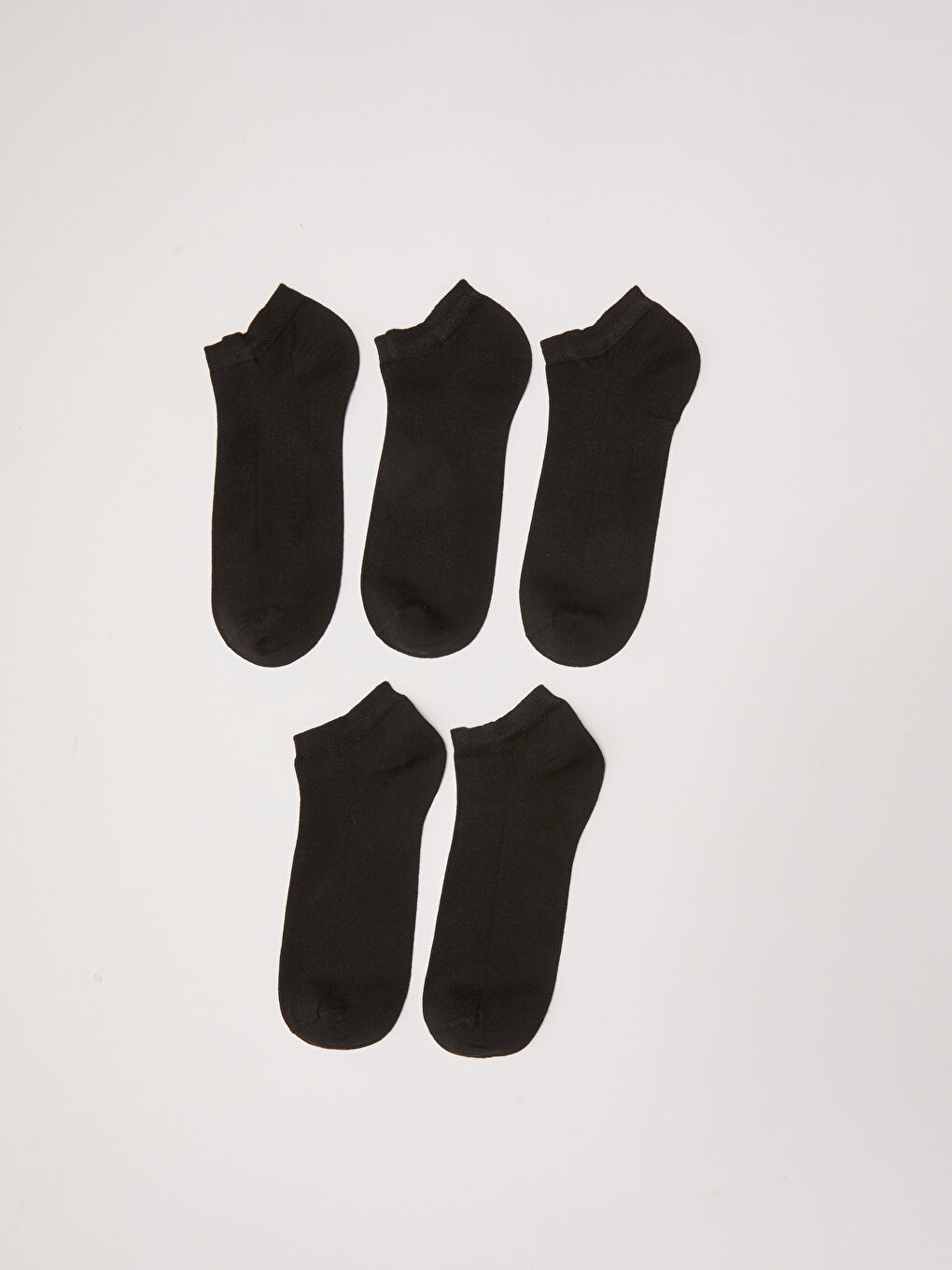 Siyah Düz Erkek Bambu Patik Çorap 5'li