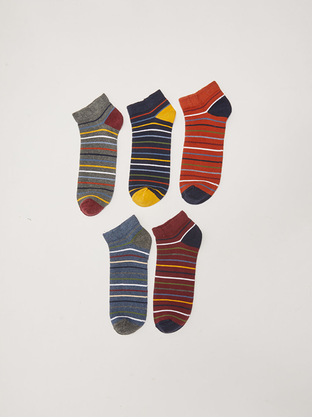 Karışık Çizgili Erkek Patik Çorap 5'li-1