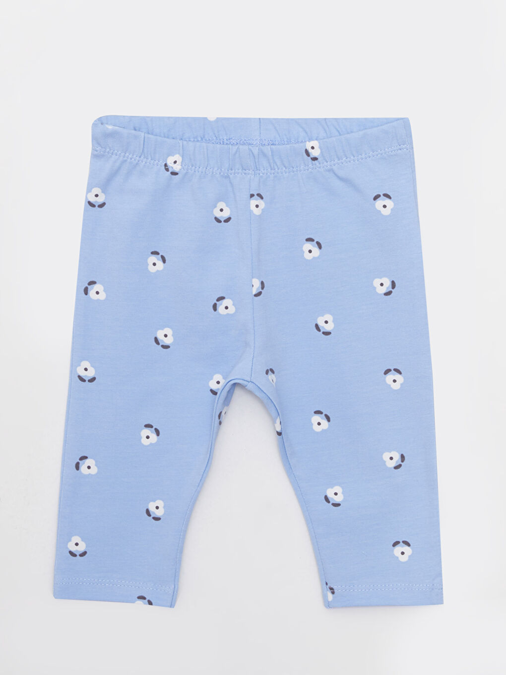 Mavi Beli Lastikli Pamuklu Kız Bebek Tayt 2'li-2