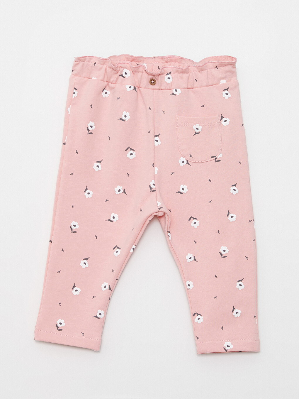 Elastic Waist Printed Cotton Baby Girl Trousers