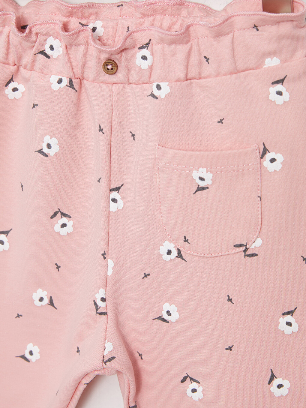 Elastic Waist Printed Cotton Baby Girl Trousers-1