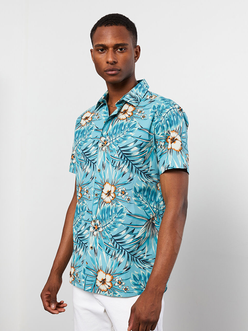 Mavi Regular Fit Kısa Kollu Desenli Poplin Erkek Gömlek