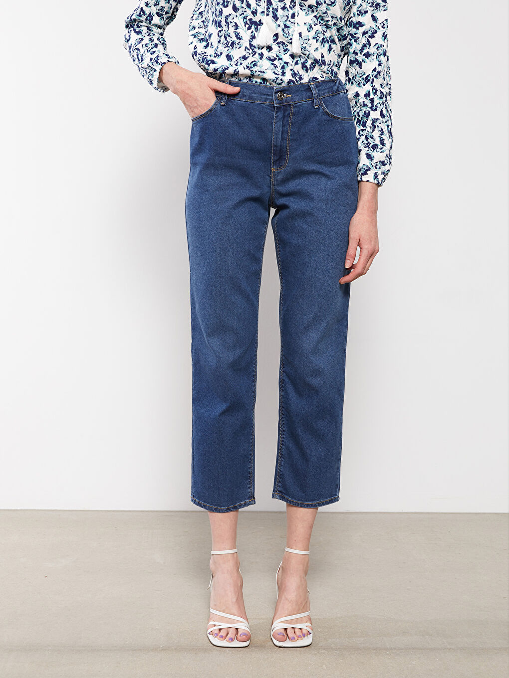 Elastic Waist Mercury Skinny Fit Straight Pocket Detailed Women's Jean Trousers-3