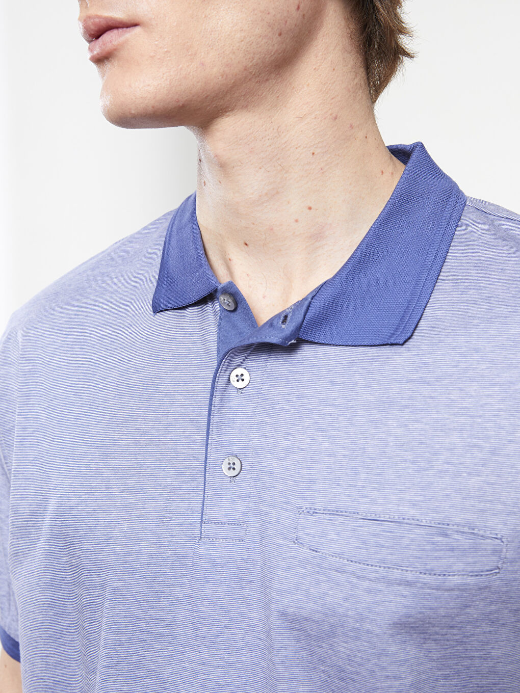 Polo Collar Short Sleeved Men's Mercerized T-Shirt-3