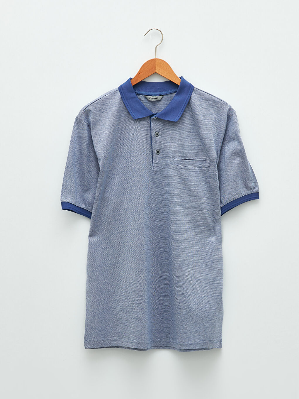 Polo Collar Short Sleeved Men's Mercerized T-Shirt-5