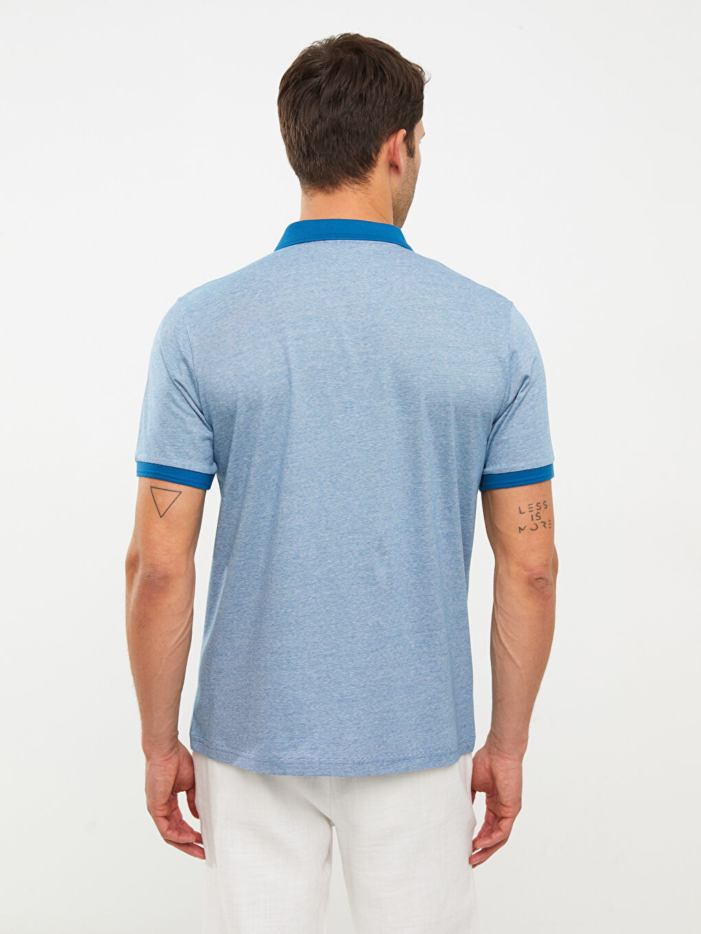 Petrol Polo Yaka Kısa Kollu Erkek Merserize Tişört-4