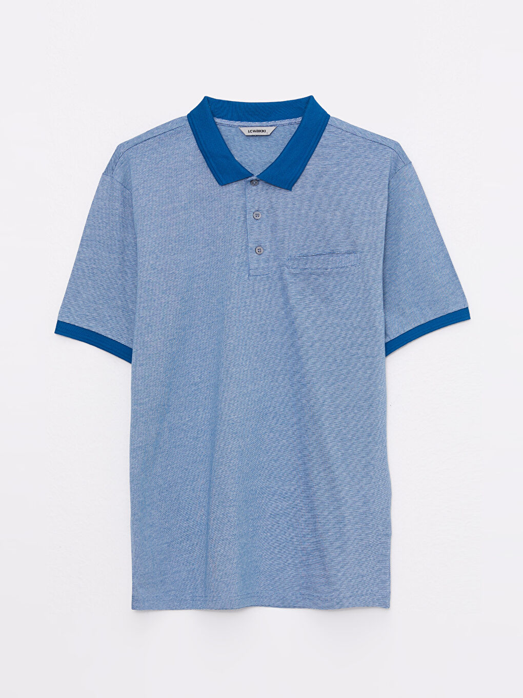 Petrol Polo Yaka Kısa Kollu Erkek Merserize Tişört-5