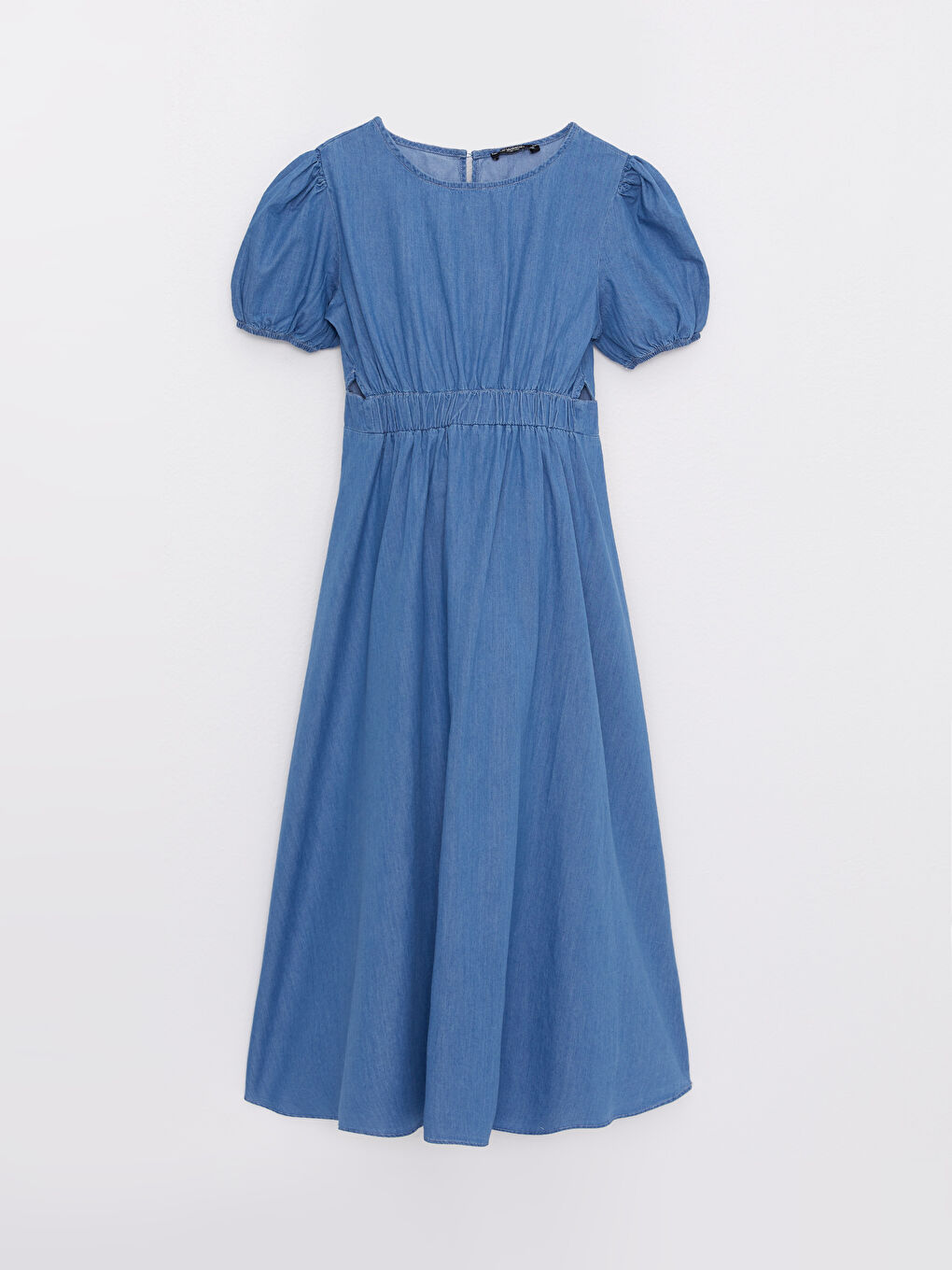 İndigo Bisiklet Yaka Düz Kısa Kollu Hamile Rodeo Jean Elbise-8