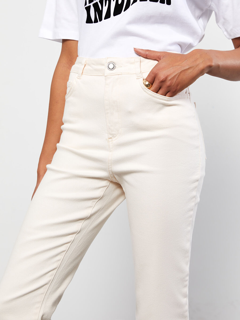 Slim Fit Straight Gabardine Women's Trousers -S2GQ00Z8-FRC