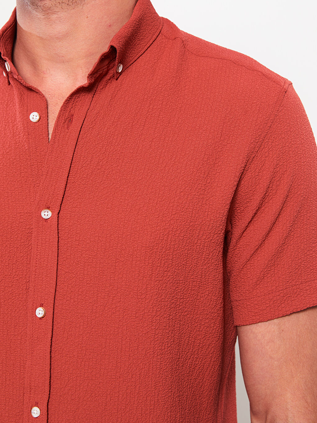 Kırmızı Regular Fit Kısa Kollu Erkek Gömlek-3