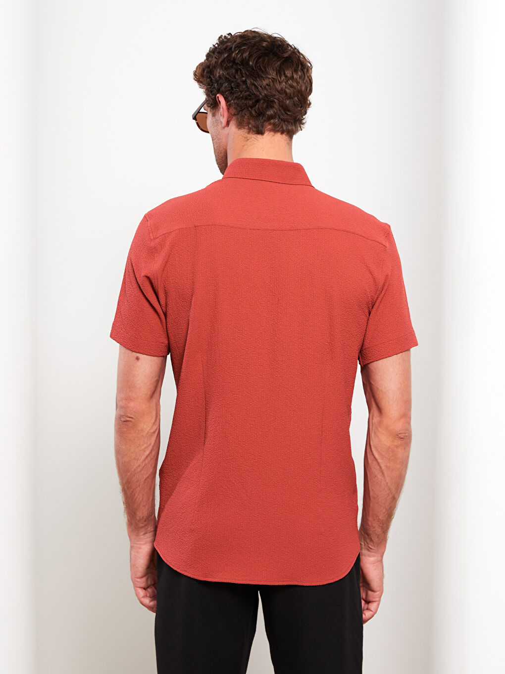 Kırmızı Regular Fit Kısa Kollu Erkek Gömlek-4