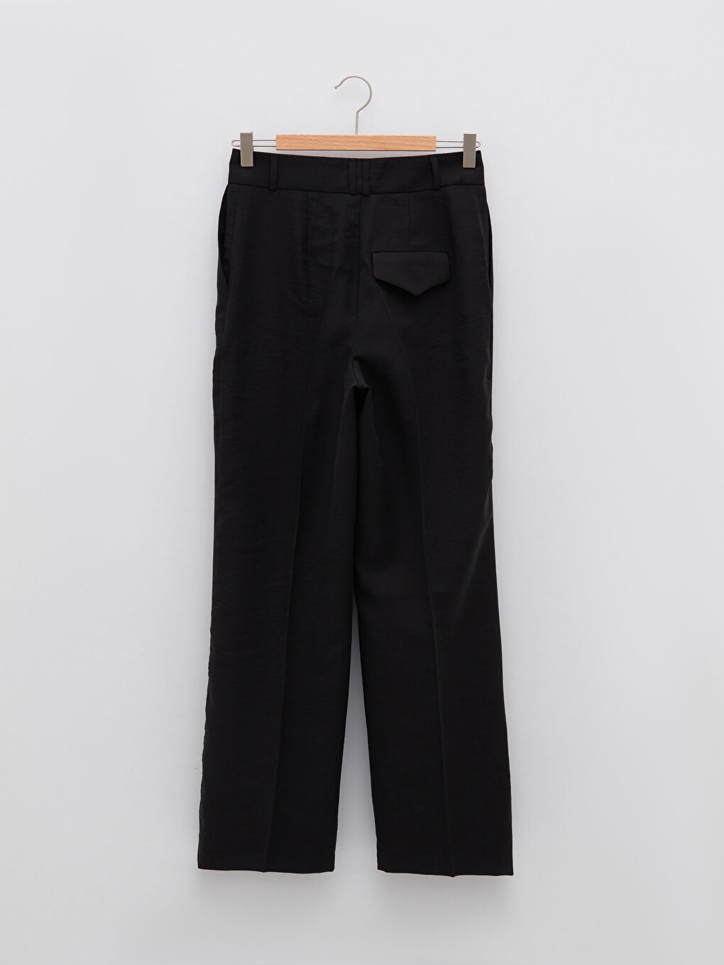 Siyah Kadın Yüksek Bel Rahat Kalıp Düz Pantolon-6