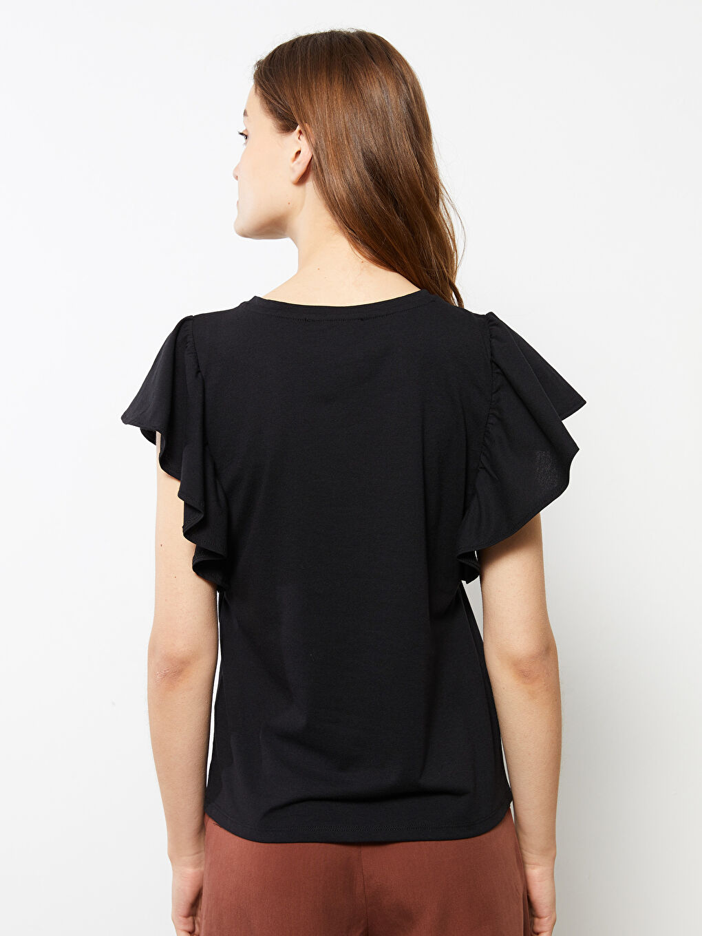 Crew Neck Plain Short Sleeve Women's T-Shirt-5