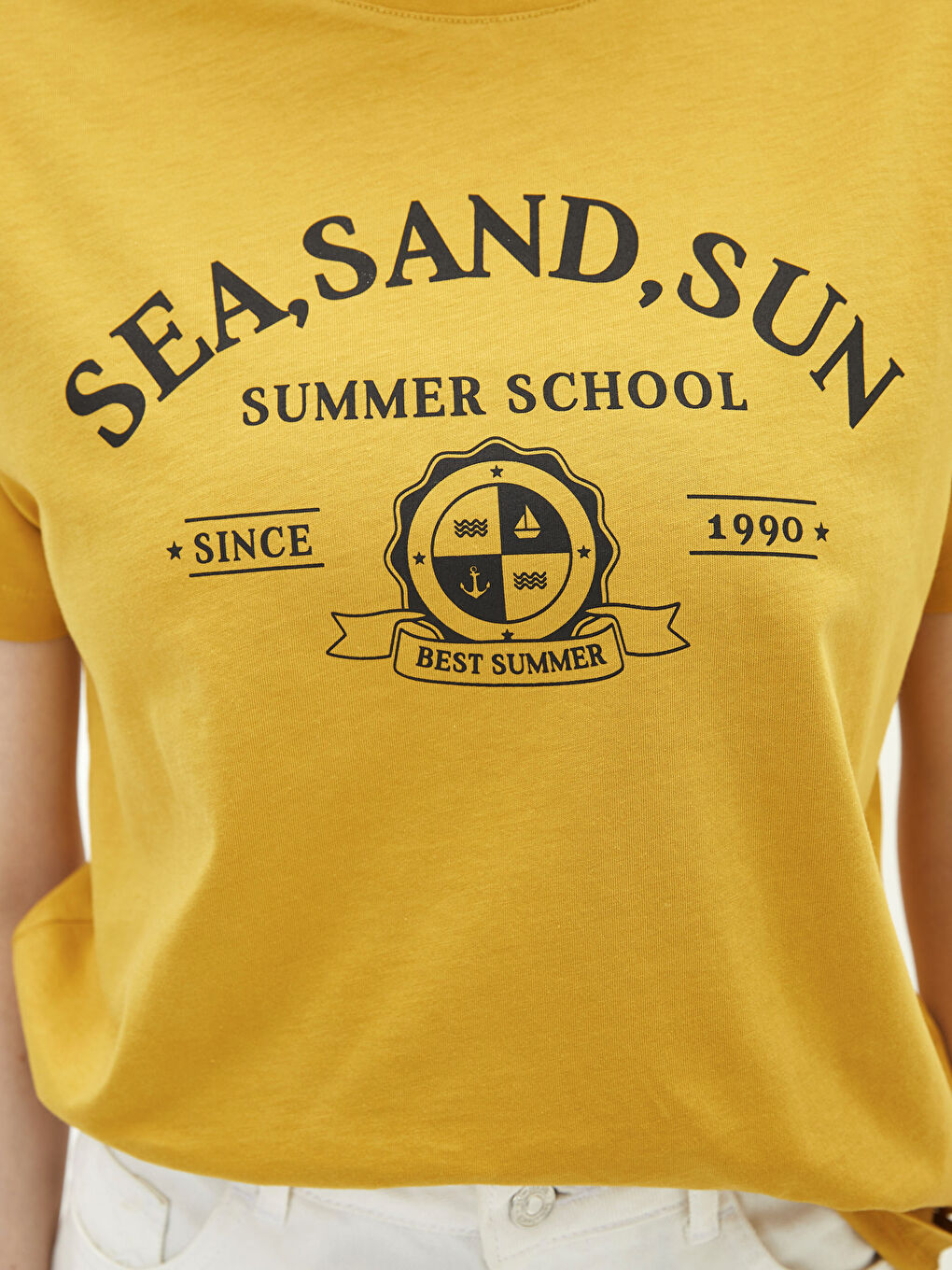 Crew Neck Printed Short Sleeve Cotton Women's T-shirt-2