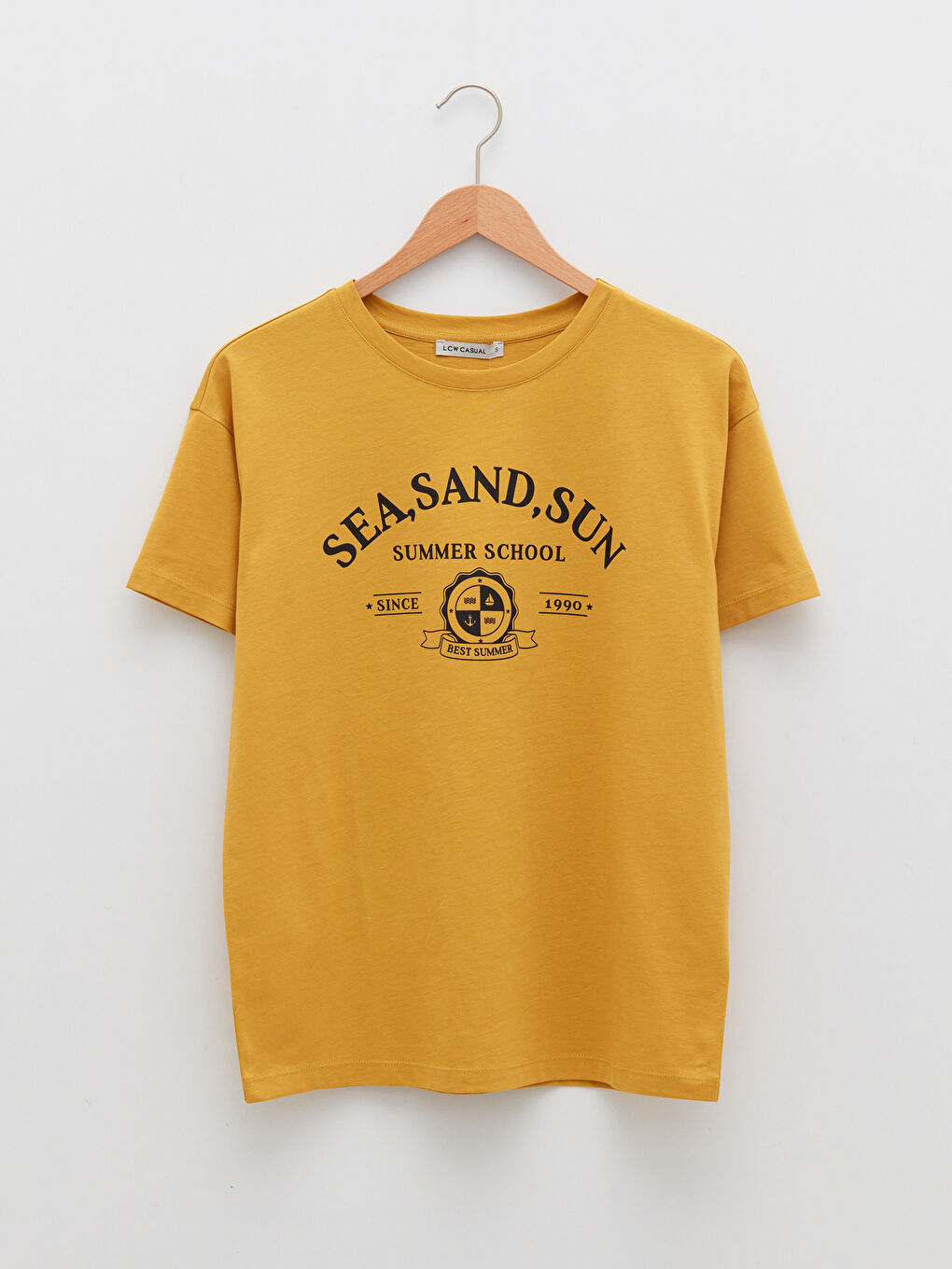 Crew Neck Printed Short Sleeve Cotton Women's T-shirt-4