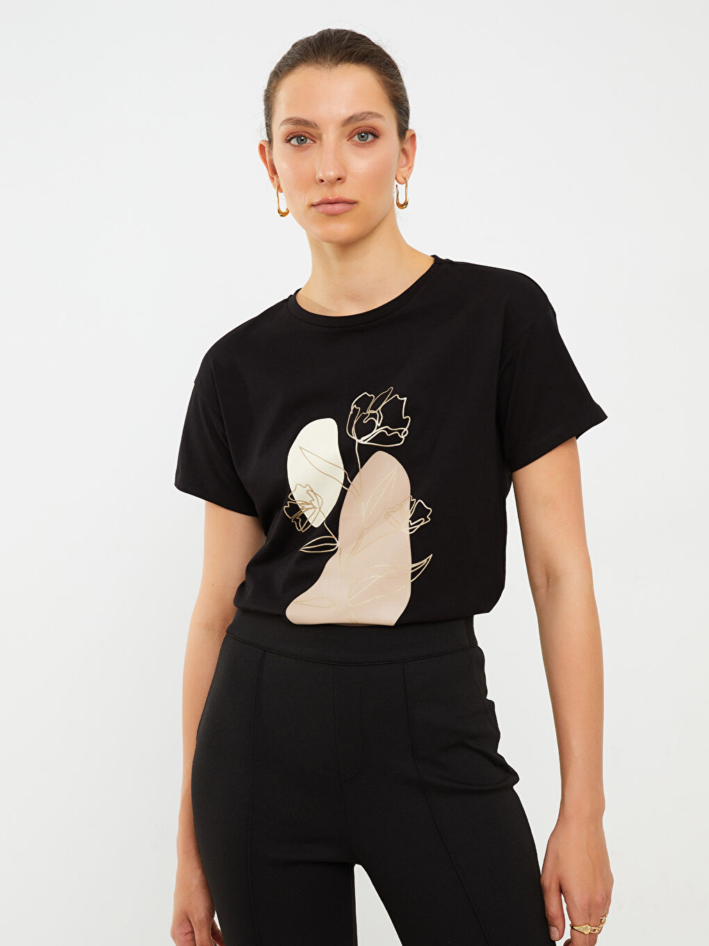 Crew Neck Printed Short Sleeve Women's T-Shirt