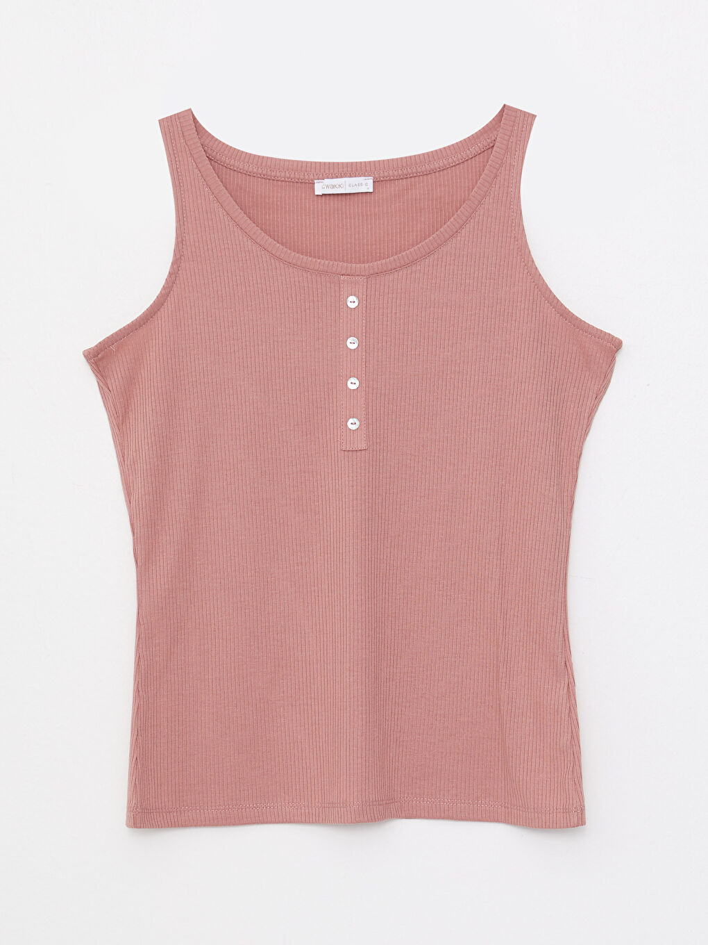 Pembe Kadın U Yaka Düz Kolsuz Atlet-5