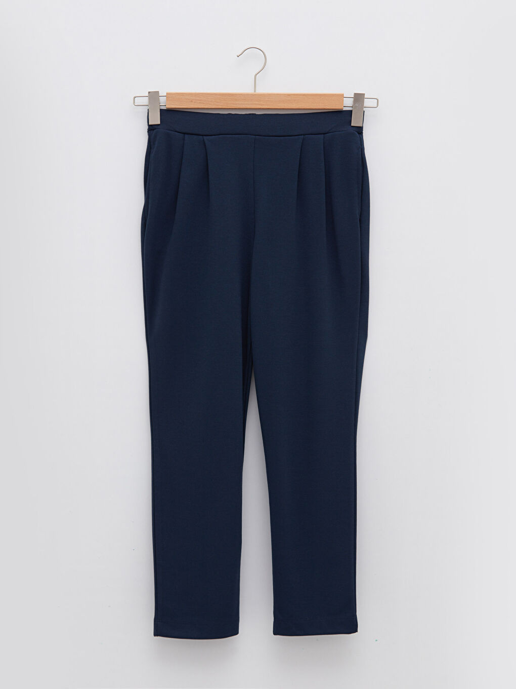 Elastic Waist Comfortable Fit Straight Pocket Women's Trousers Detailed-5